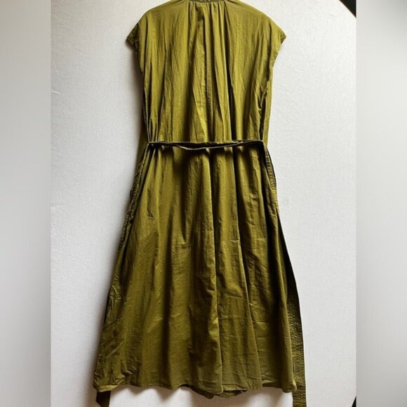Zara Green v neck button button shirt maxi cotton dress Sz XS - Picture 4 of 15